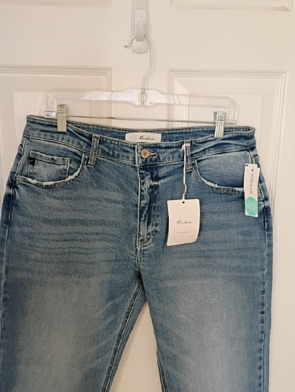 Kut from the Kloth Light Blue Jeans with Raw Hem - Picture 3 of 11